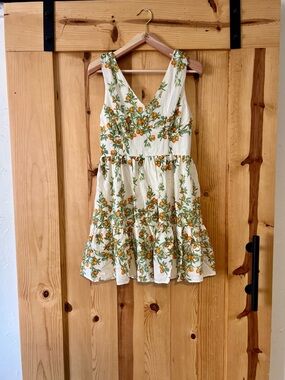 Taylor White Mini Dress with Orange & Green Citrus Print